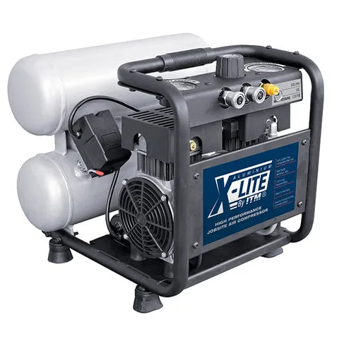 X-LITE AIR COMPRESSOR SILENT 1HP ALUMINIUM TWIN TANK 10L FAD 62L/MIN