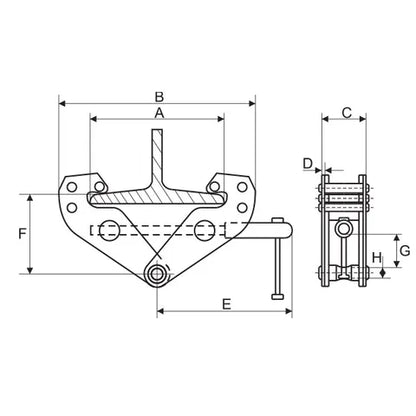 ITM BEAM CLAMP, 10 TONNE, 320MM BEAM WIDTH