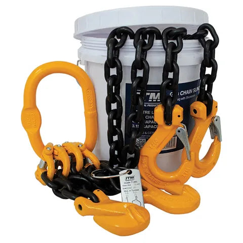 ITM 2 LEG CHAIN SLING, 13MM CHAIN, 1M LENGTH, WITH CLEVIS SLING HOOKS & SHORTENING GRAB HOOKS