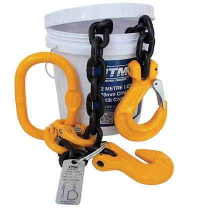 ITM 1 LEG CHAIN SLING, 8MM CHAIN, 3M LENGTH, WITH CLEVIS SLING HOOK & SHORTENING GRAB HOOK