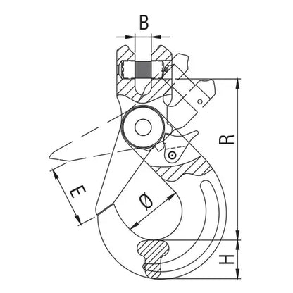 ITM G80 COMPONENTS, CLEVIS SELF LOCKING HOOK, 16MM CHAIN SIZE