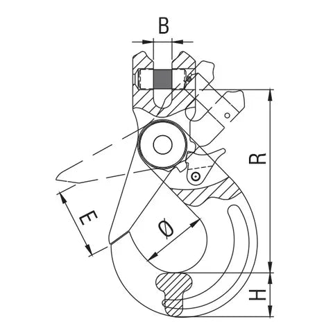 ITM G80 COMPONENTS, CLEVIS SELF LOCKING HOOK, 7-8MM CHAIN SIZE