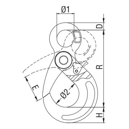 ITM G80 COMPONENTS, EYE SELF LOCKING HOOK, 13MM CHAIN SIZE