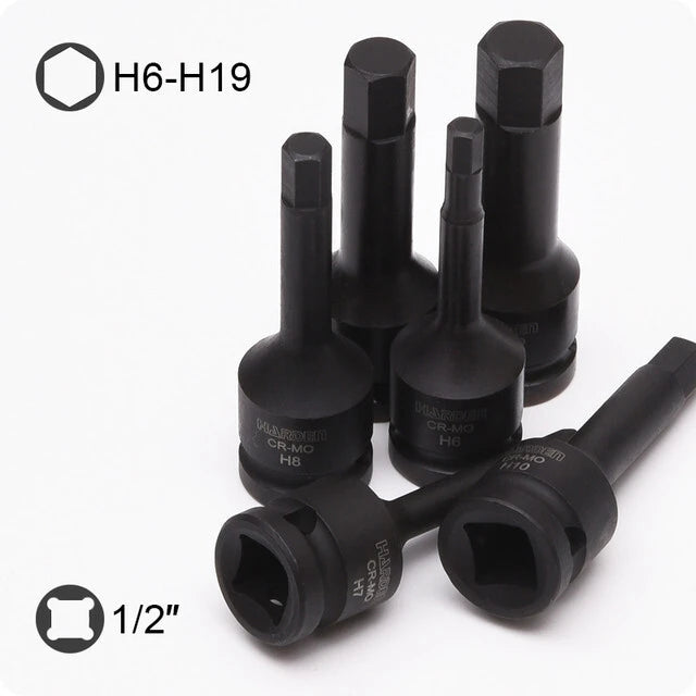HARDEN SOCKET IMPACT HEX BIT SET 1/2" (8 PCS)