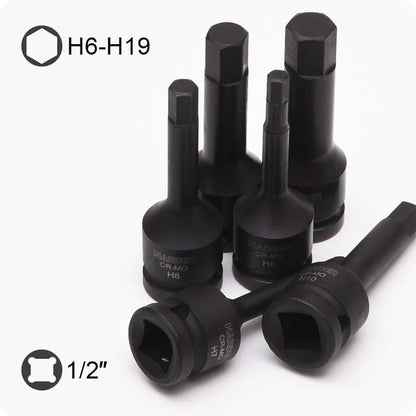 HARDEN SOCKET IMPACT HEX BIT SET 1/2" (8 PCS)