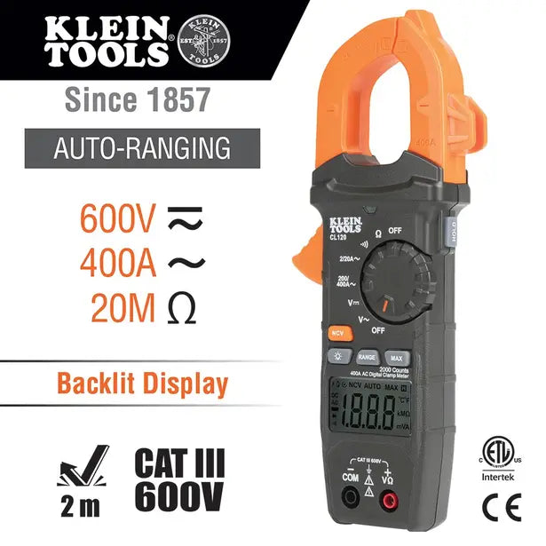 KLEIN 400A AC Clamp Meter Digital Auto Ranging A-CL120