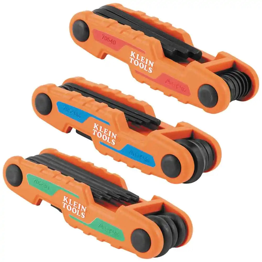 KLEIN SAE/MET/TORXS Folding Compact Hex Key Set A-70543
