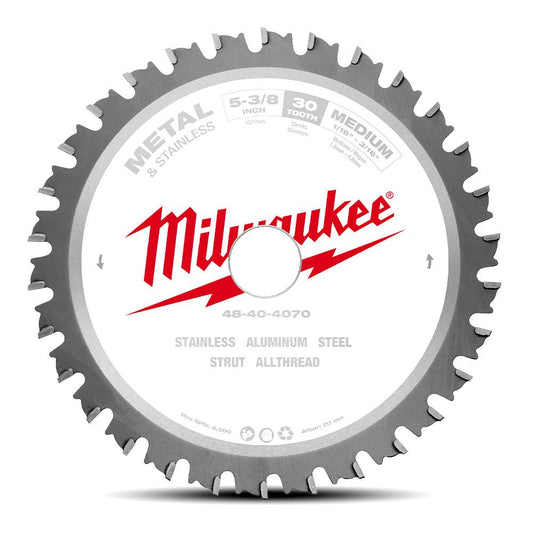 MILWAUKEE 135MM 30T TCT CIRCULAR SAW BLADE FOR METAL CUTTING - METALTECH 48404070