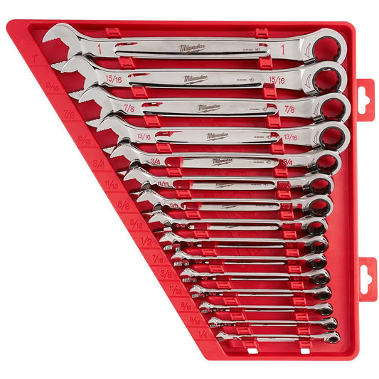 MILWAUKEE 15PC IMPERIAL RATCHETING WRENCH COMBINATION SET 48229416