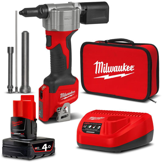 MILWAUKEE 12V 1 X 4.0AH RIVET TOOL KIT M12BPRT401B