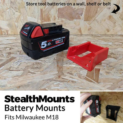 STEALTHMOUNTS BATTERY MOUNT HOLDER FOR MILWAUKEE 18V - 6 PACK