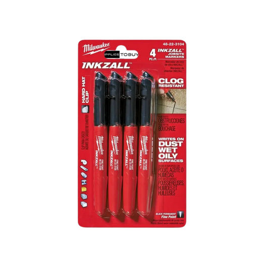 MILWAUKEE INKZALL™ BLACK FINE POINT MARKERS 4 PIECE 48223104