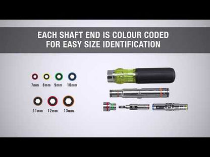 KLEIN 7-in-1 Multi-Bit Screwdriver / Nut Driver, Magnetic (Metric) A-32807MAGM