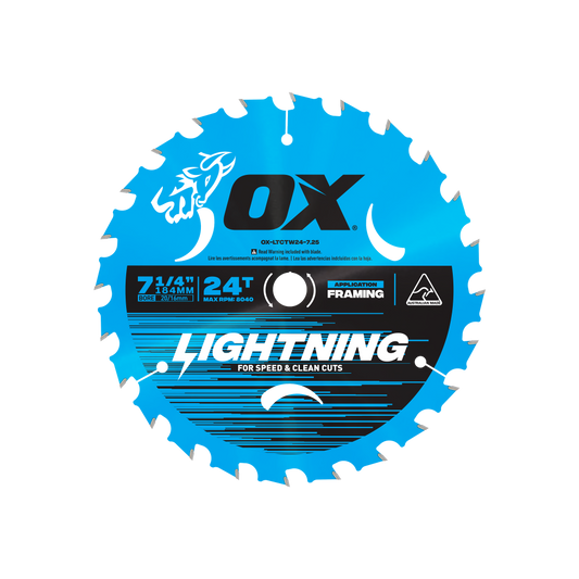 OX Pro Lightning 184mm (7-1/4-Inch) Circular Saw Blade 24-Tooth OX-LTCTW24-7.25
