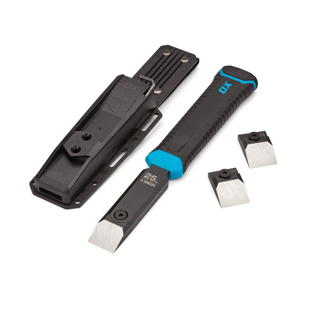 OX 25mm with 2 Spare Tips & Holster Replaceable Tip Chisel OX-P371325