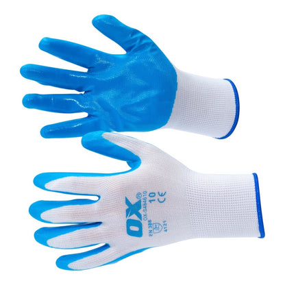 OX Safety Polyester Lined Nitrile Glove ( 5 PAIR PACK ) Size 10 OX-S484610