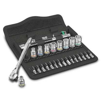 WERA 8100 SA 8 Zyklop Metal Ratchet Set w/ Switch Lever 1/4" Drive Metric - 28 Piece WER004018